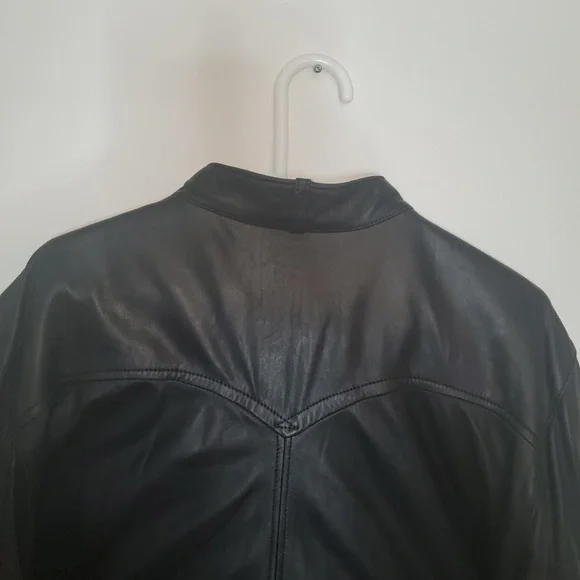 Mens Premium Black Cafe Racer Lambskin Leather Jacket - Picture 12 of 16